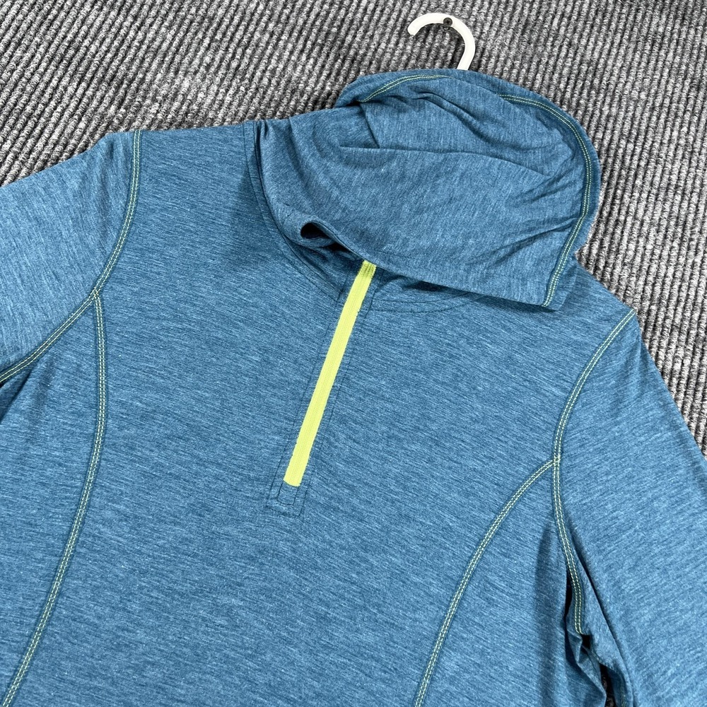Orvis Shirt‎ Womens Small Blue Trout Bum Hooded Quarter Zip Fishing Casual